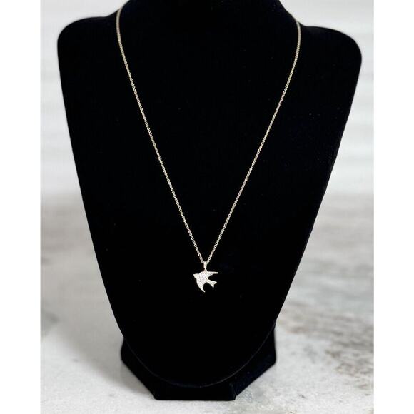NWT 14k Gold Gabriel Company Diamonds Dove Necklace 17in - Picture 1 of 11
